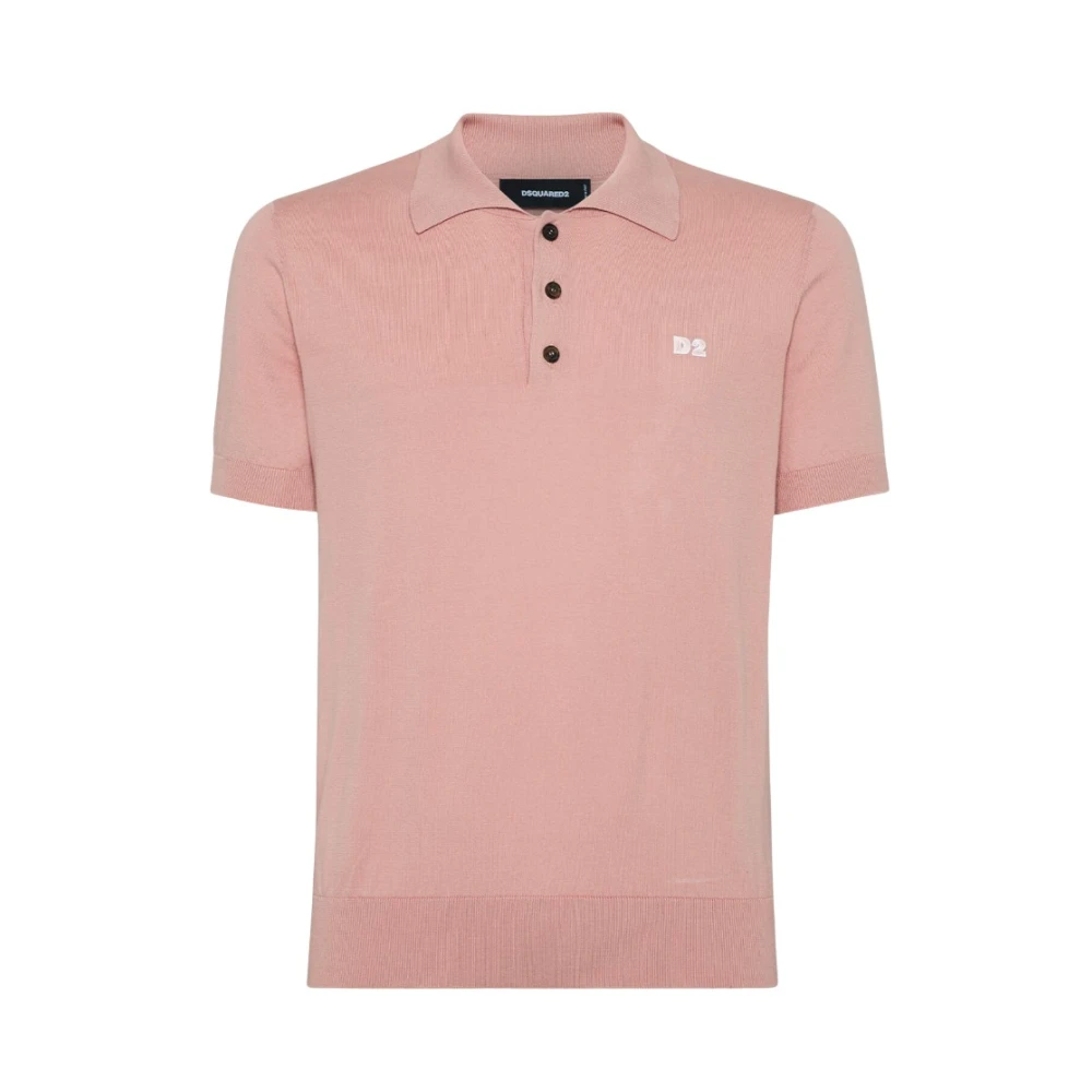 Dsquared2 Katoenen polo met D2-logo Pink Heren