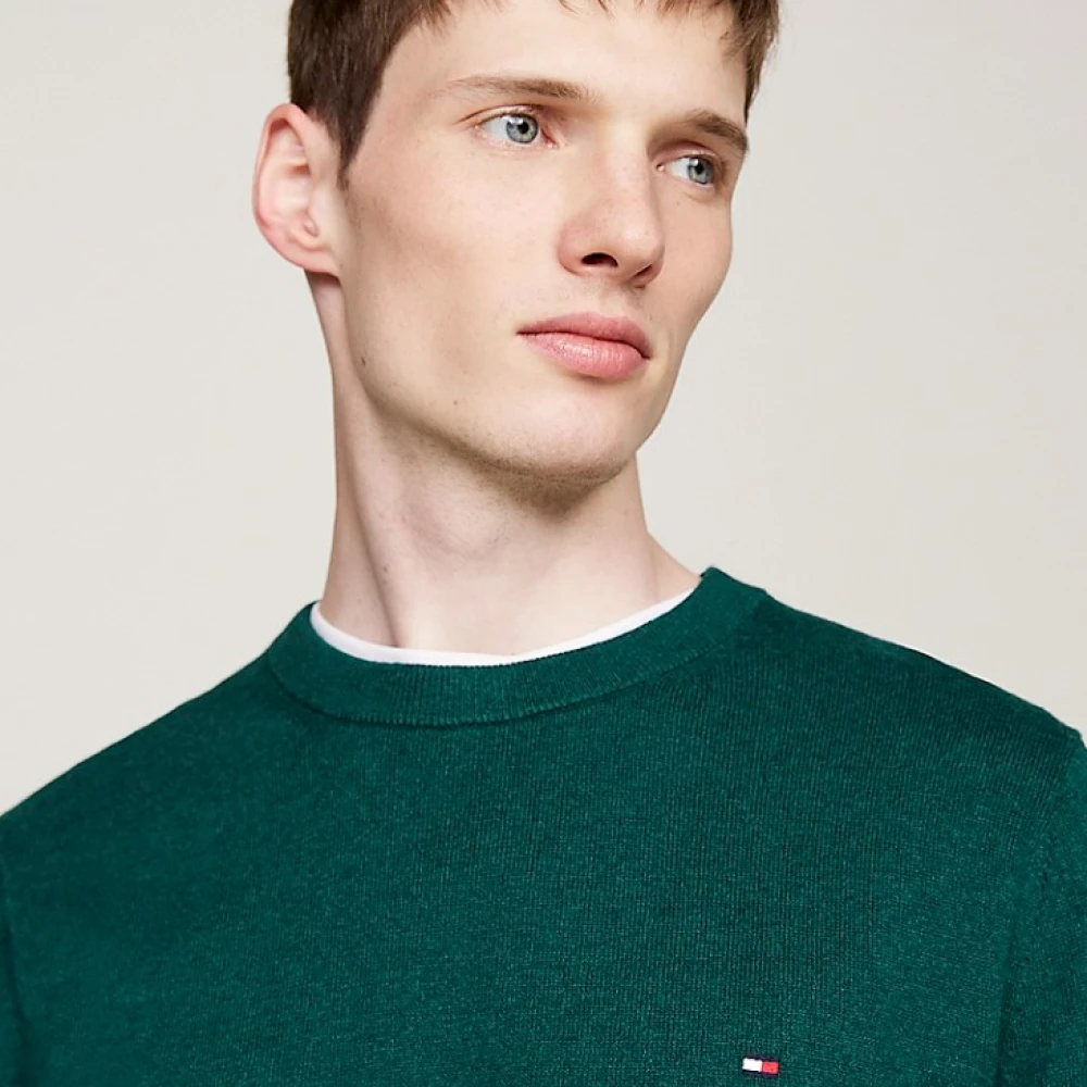 Tommy Hilfiger Groene Gebreide Trui Regular Fit Green Heren