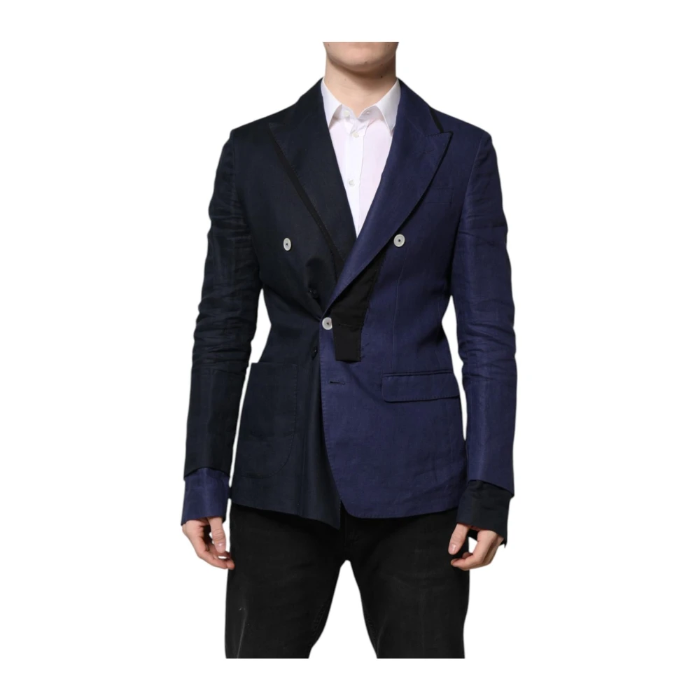 Dolce & Gabbana Men's Blue Navy Linen Blazer - Blazers - L - Jackets