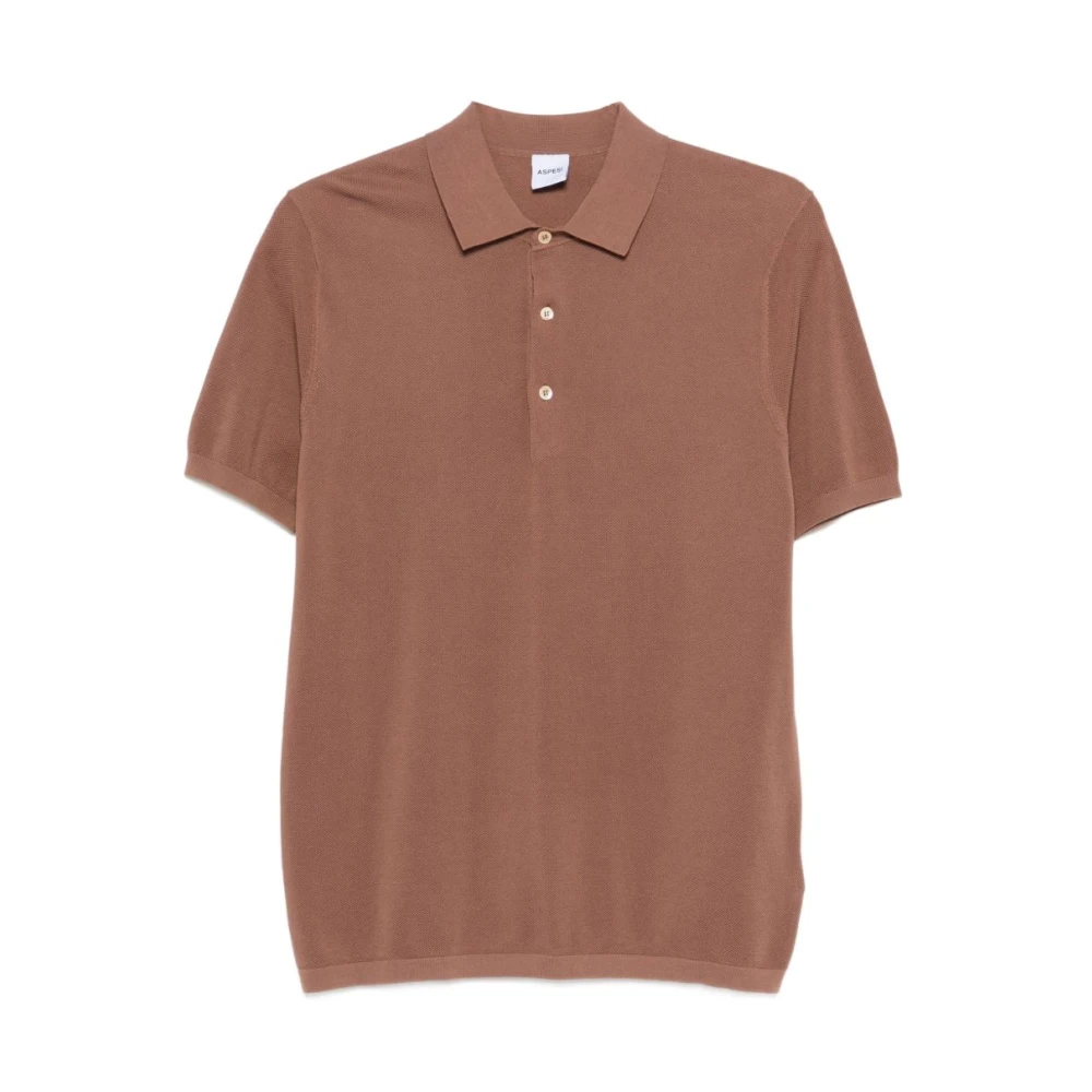 Aspesi Men's Brown Knitted Polo Shirt - Polo Shirts - S - Tops