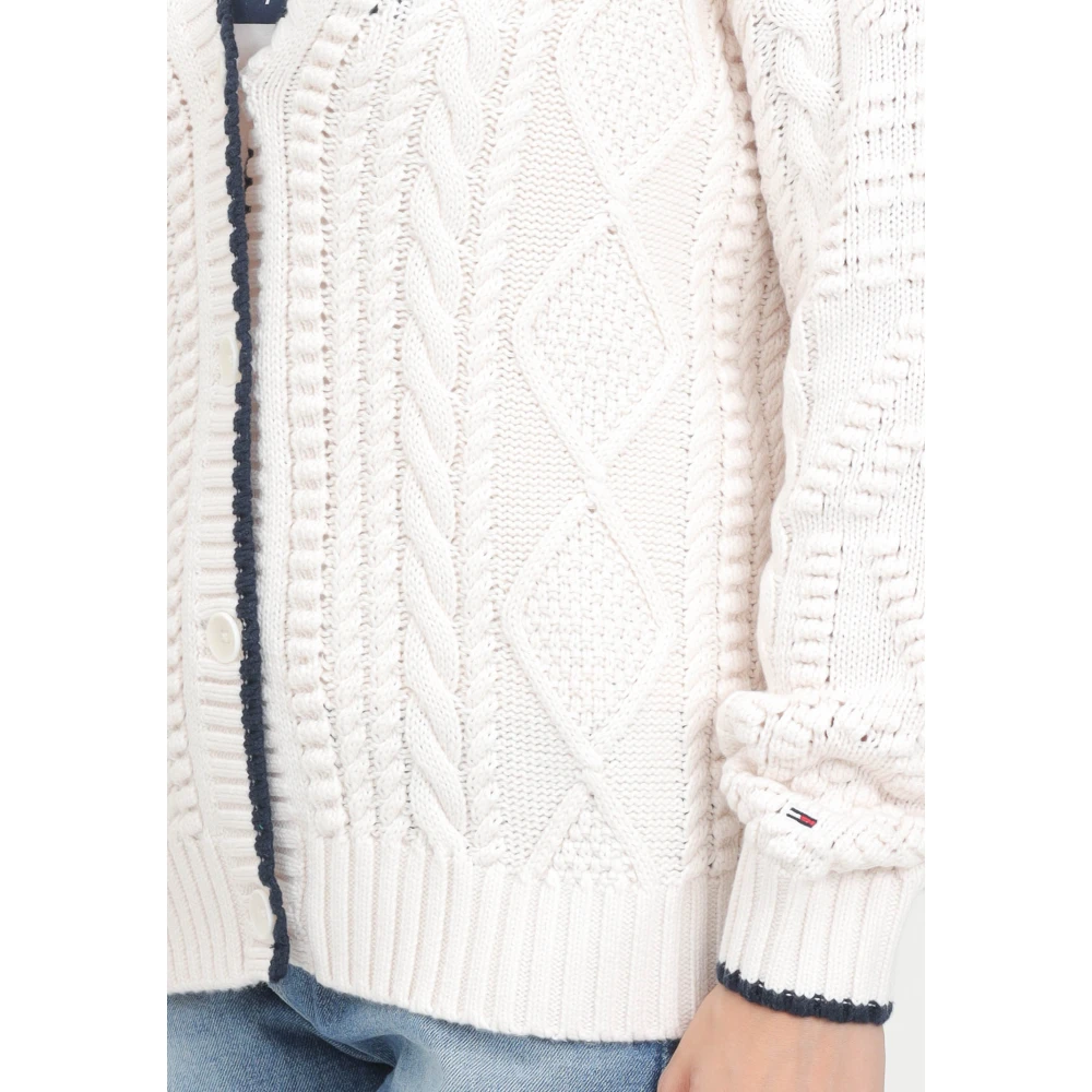 Tommy Jeans Crème vest met logoborduursel White Dames