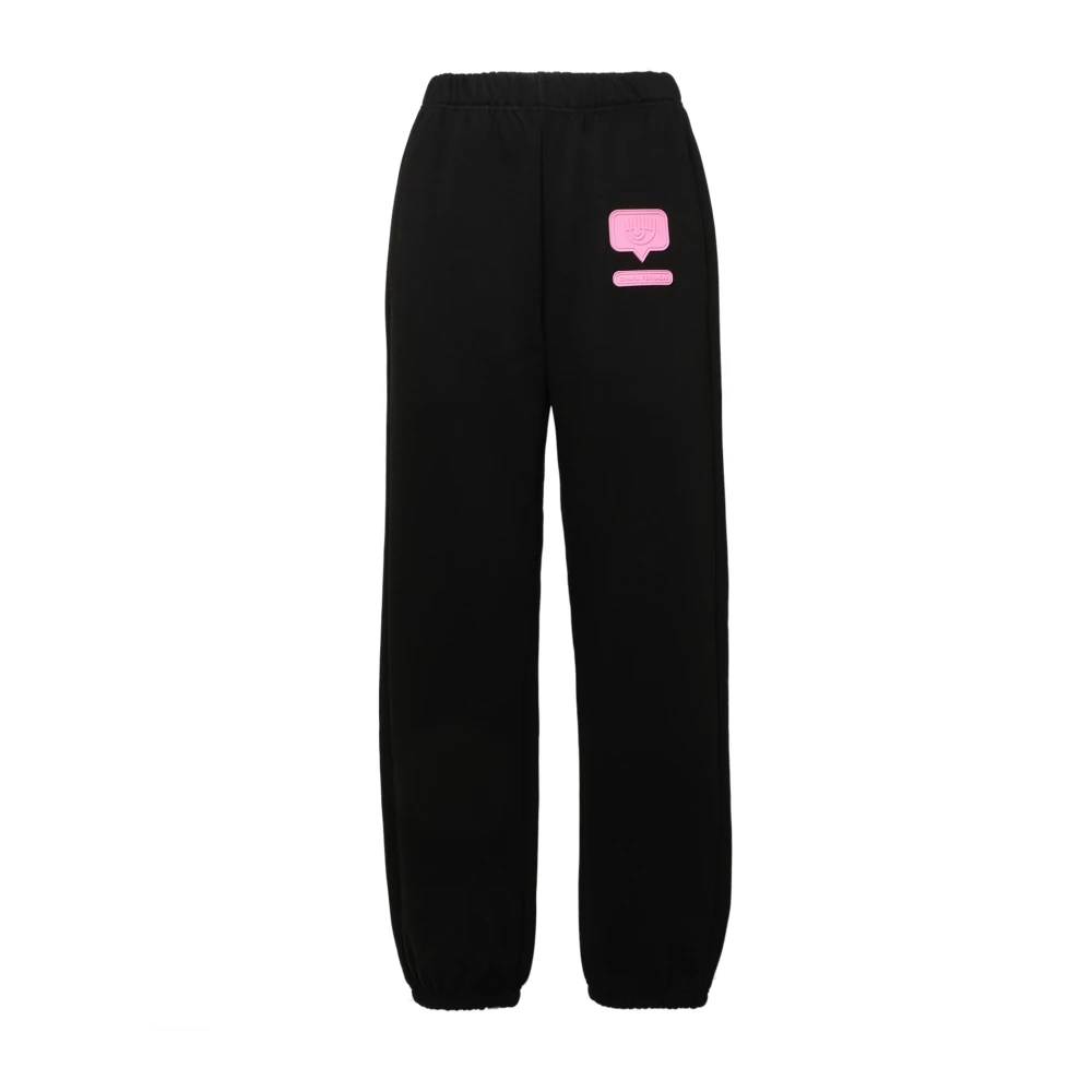 Chiara Ferragni Collection Women's Black Sweatpants With Silicon Eyelike Logo