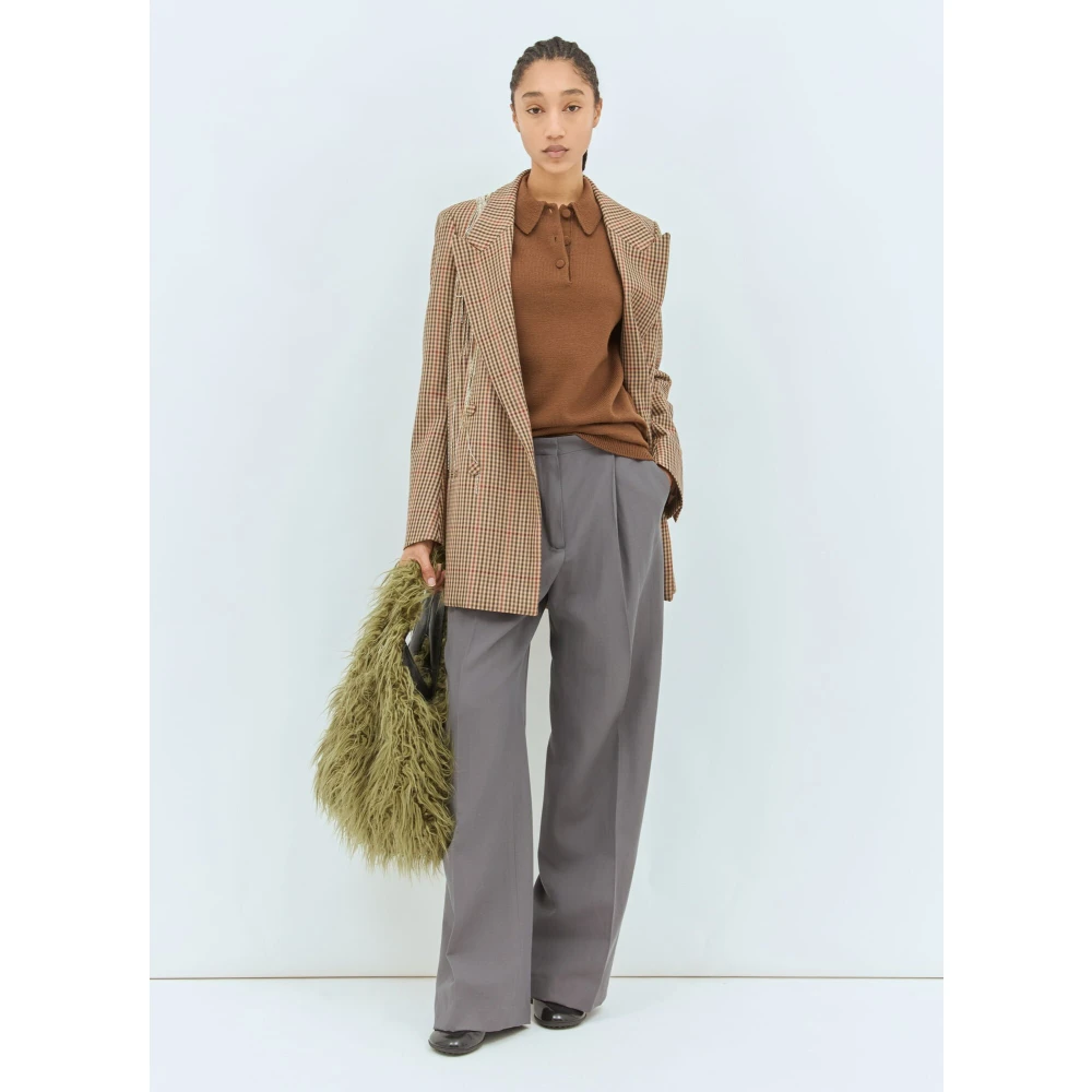 Dries Van Noten Getailleerde wolblend broek Gray Dames