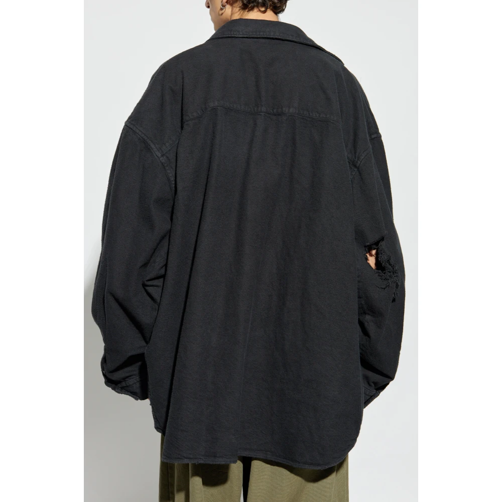 Balenciaga Overhemd met ingenaaid T-shirt Black Heren