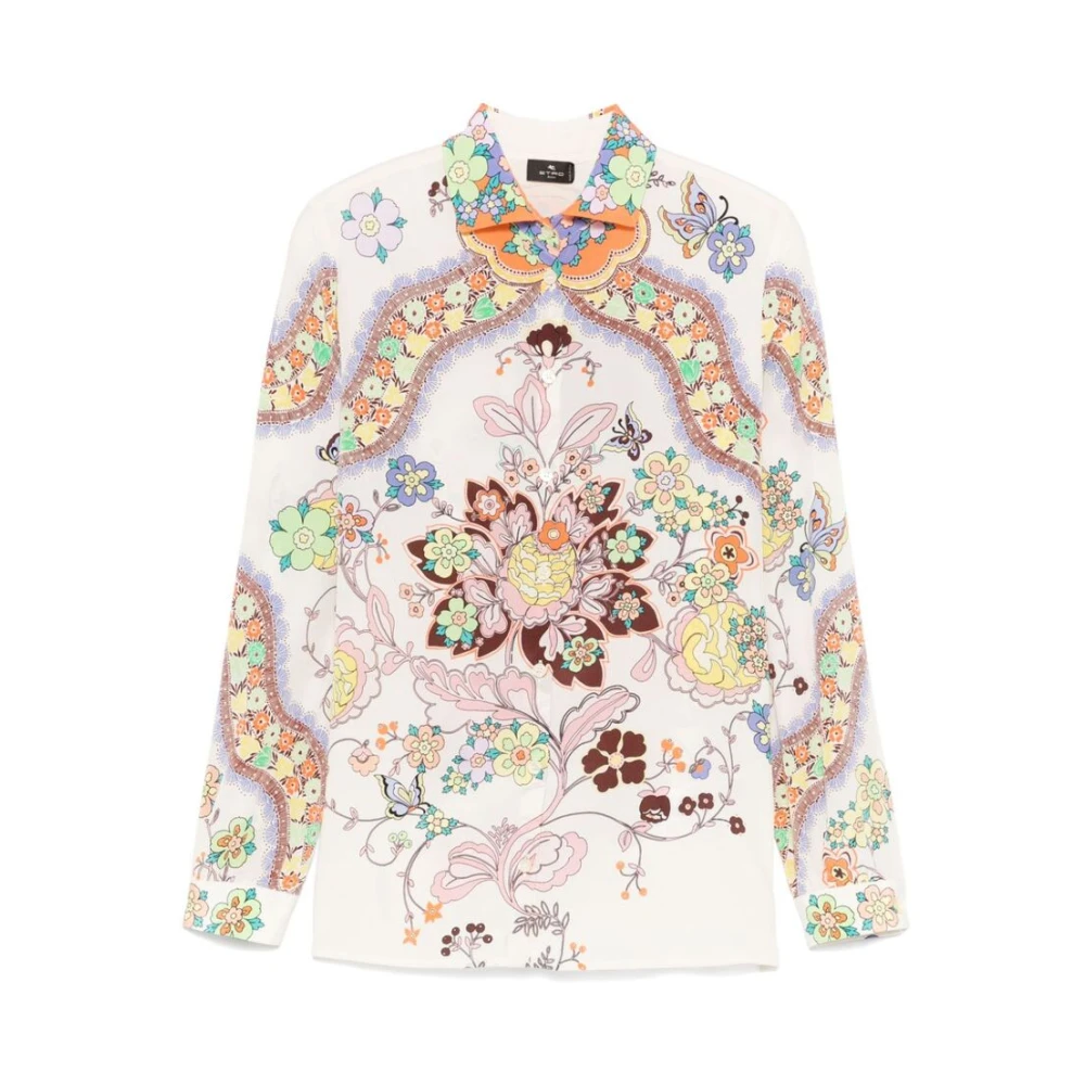 ETRO Beige Overhemd met Korte Mouwen Multicolor Dames