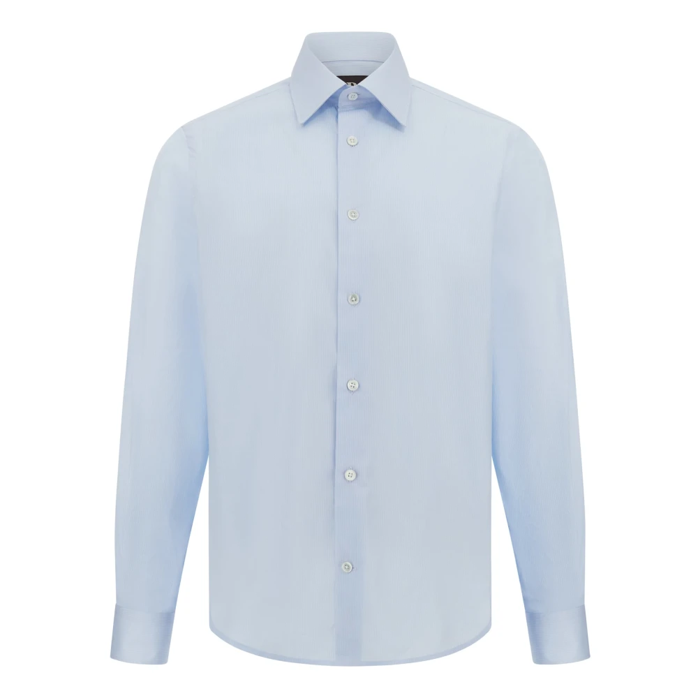 Boggi Milano Regular Fit Overhemd van Katoenen Twill Blue Heren