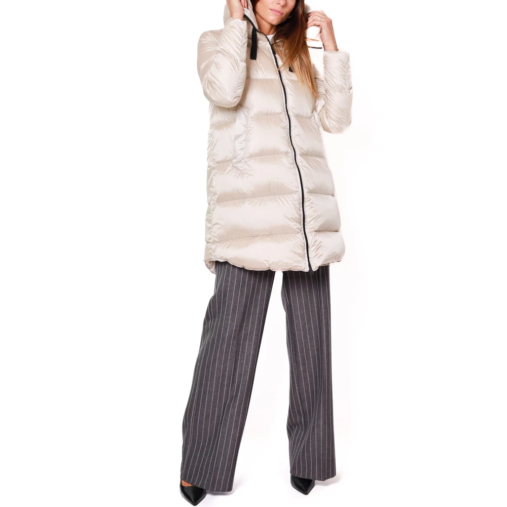 BomBoogie Lange Winterjas met Omslag Kraag Beige Dames