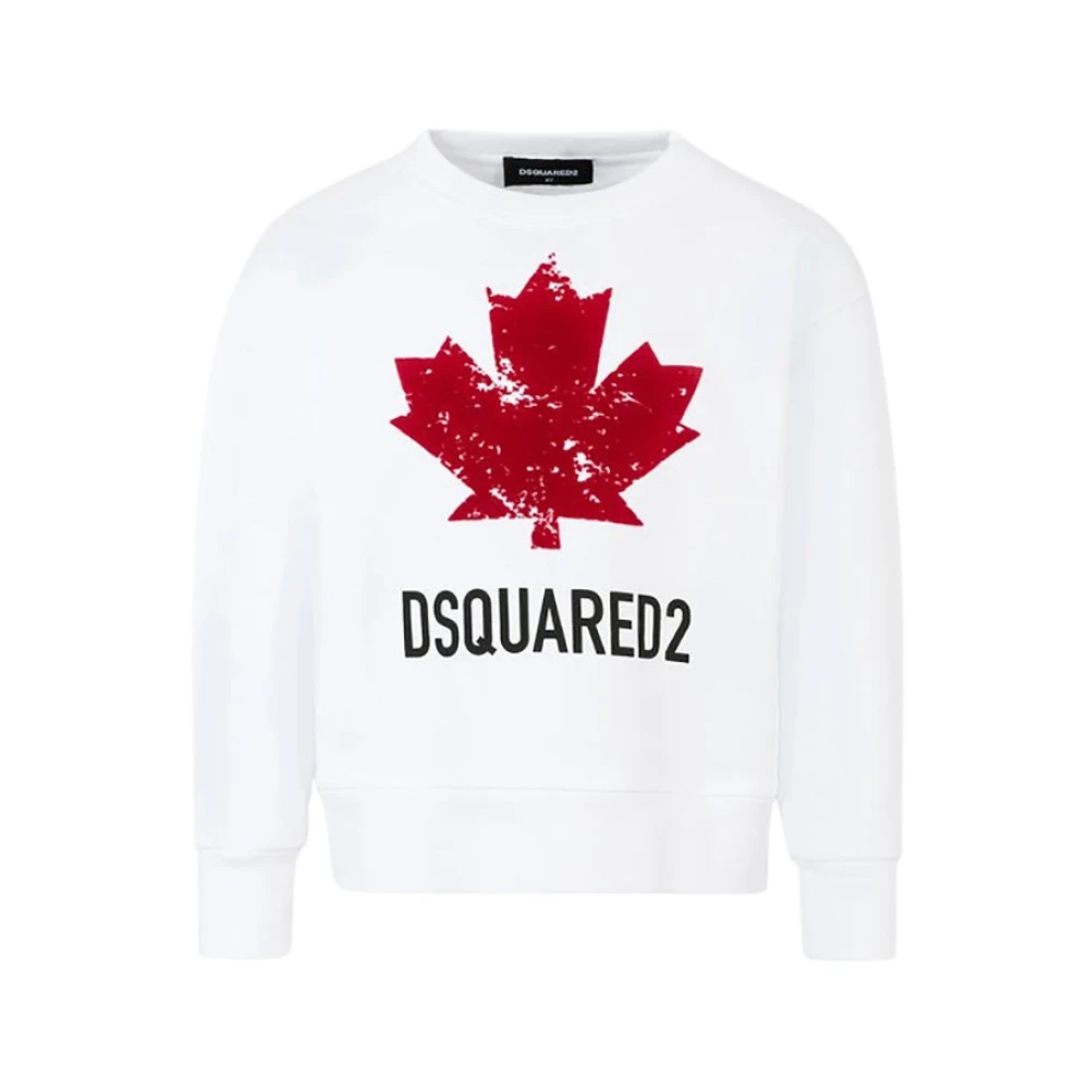 Dsquared2 Unisex Kids White Kids Sweatshirts, 16 Y, Slouch Fit Felpa
