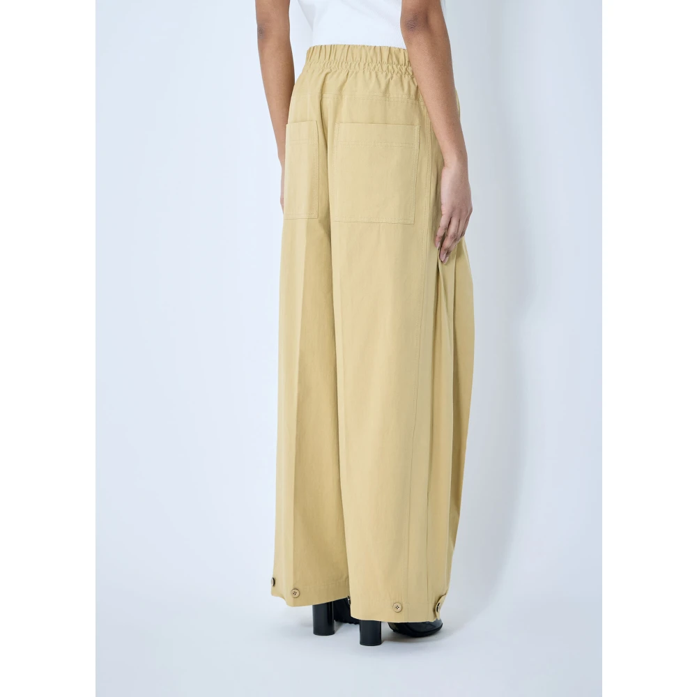 Jil Sander Twill Elastische Taille Broek Beige Dames