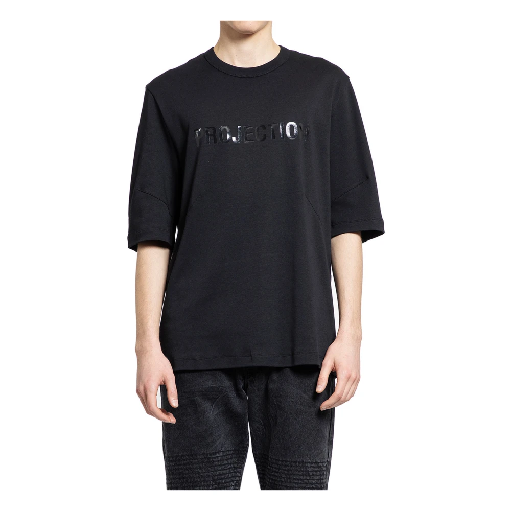 Helmut Lang Zwart Jersey T-shirt met Unieke Print Black Heren