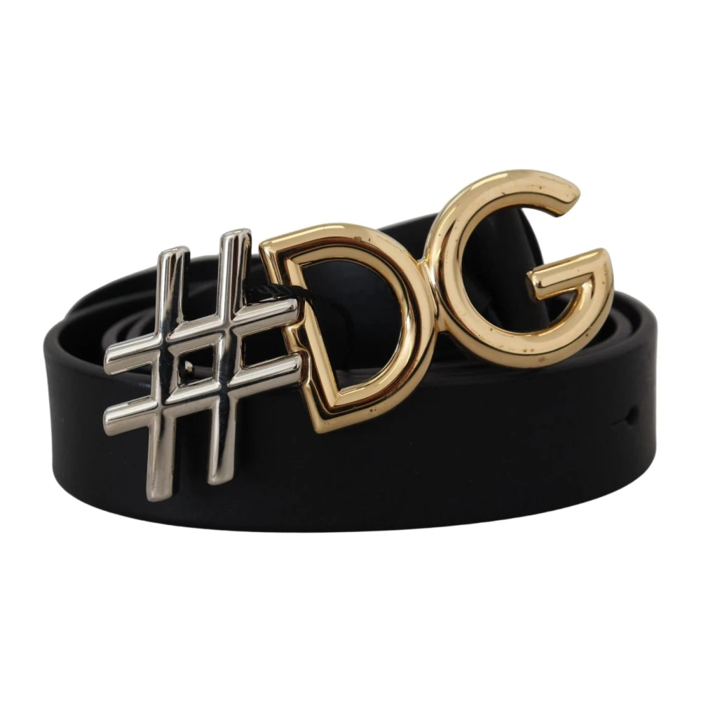 Dolce & Gabbana Zwart Leren Riem met Metalen Gesp Black Dames