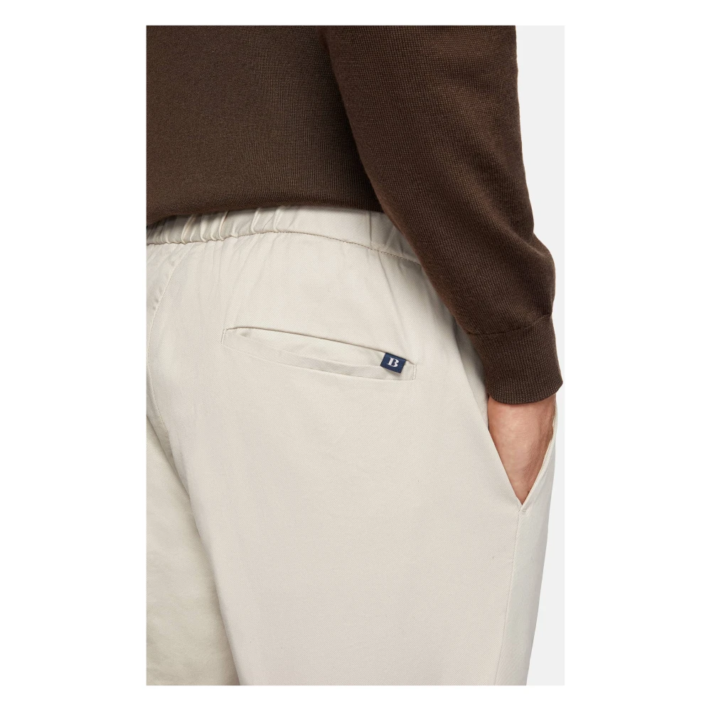 Boggi Milano Stretch Katoenen Tencel Pinces Broek Beige Heren