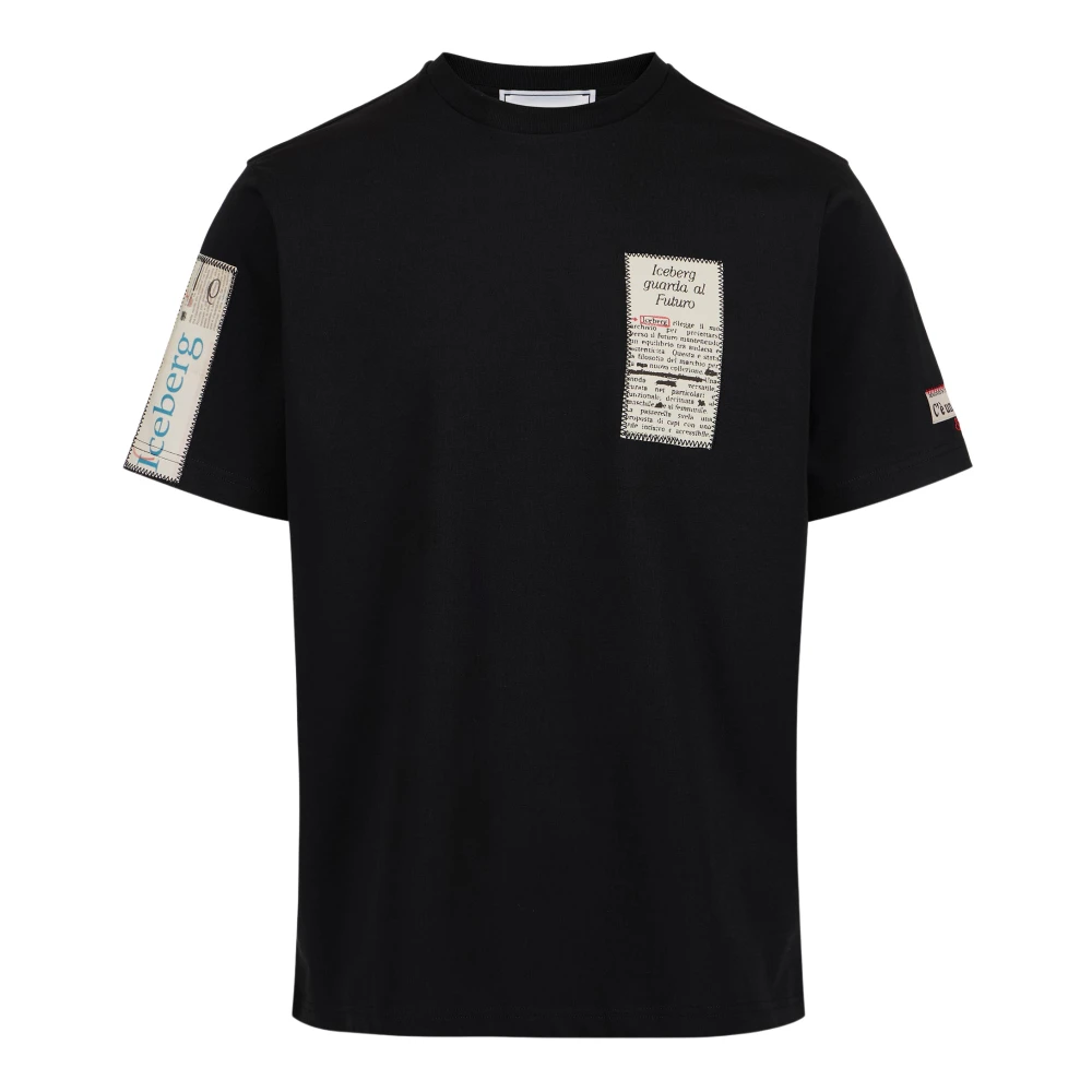 Iceberg Regular fit zwart katoenen jersey t-shirt Black Heren