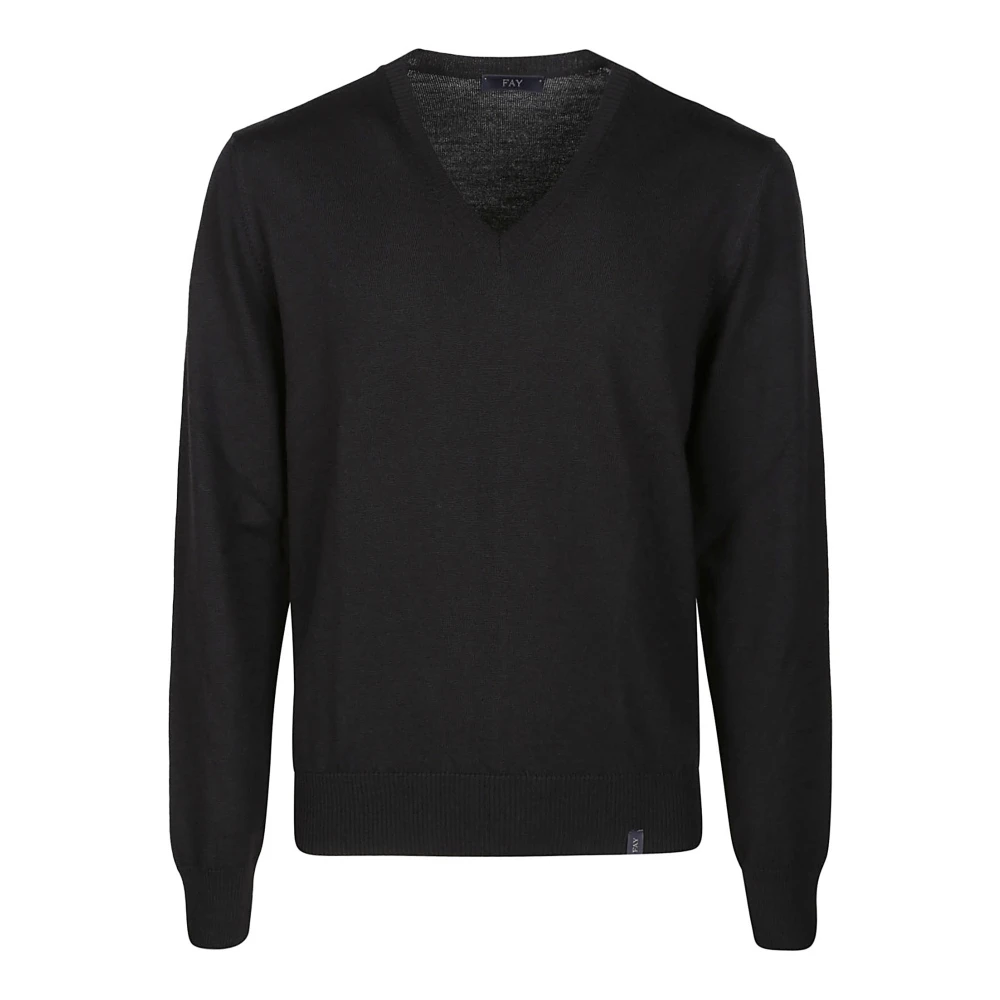 Fay Stijlvolle V-hals Trui Black Heren