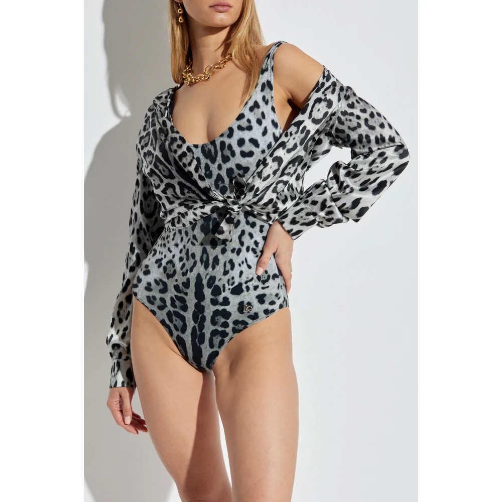 Dolce & Gabbana Badpak met dierenprint Gray Dames