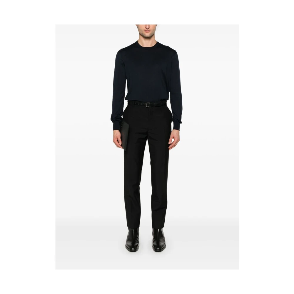 Tom Ford Navy Blue Crew Neck Sweater Blue Heren