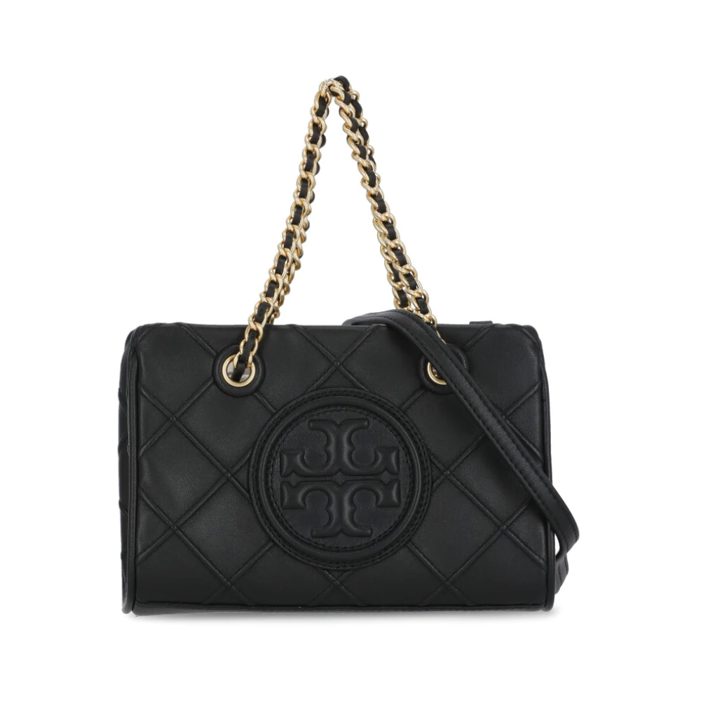 TORY BURCH Quilted leren handtas met kettinghengsels Black Dames