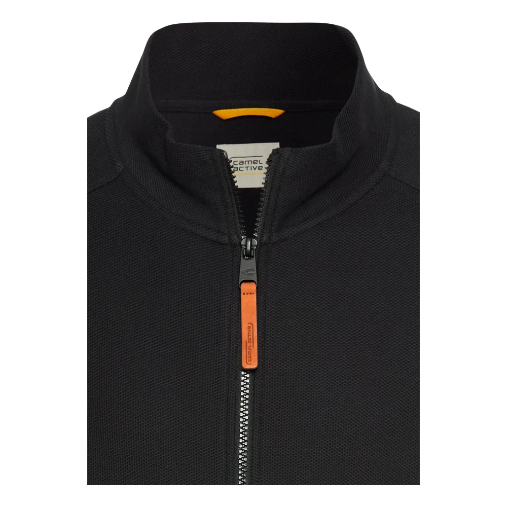 camel active Stijlvolle Sweatjack met Opstaande Kraag Black Heren