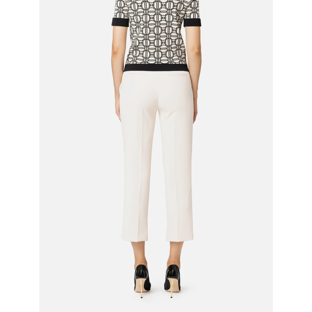 Elisabetta Franchi Lichte Crêpe Straight Leg Broek White Dames