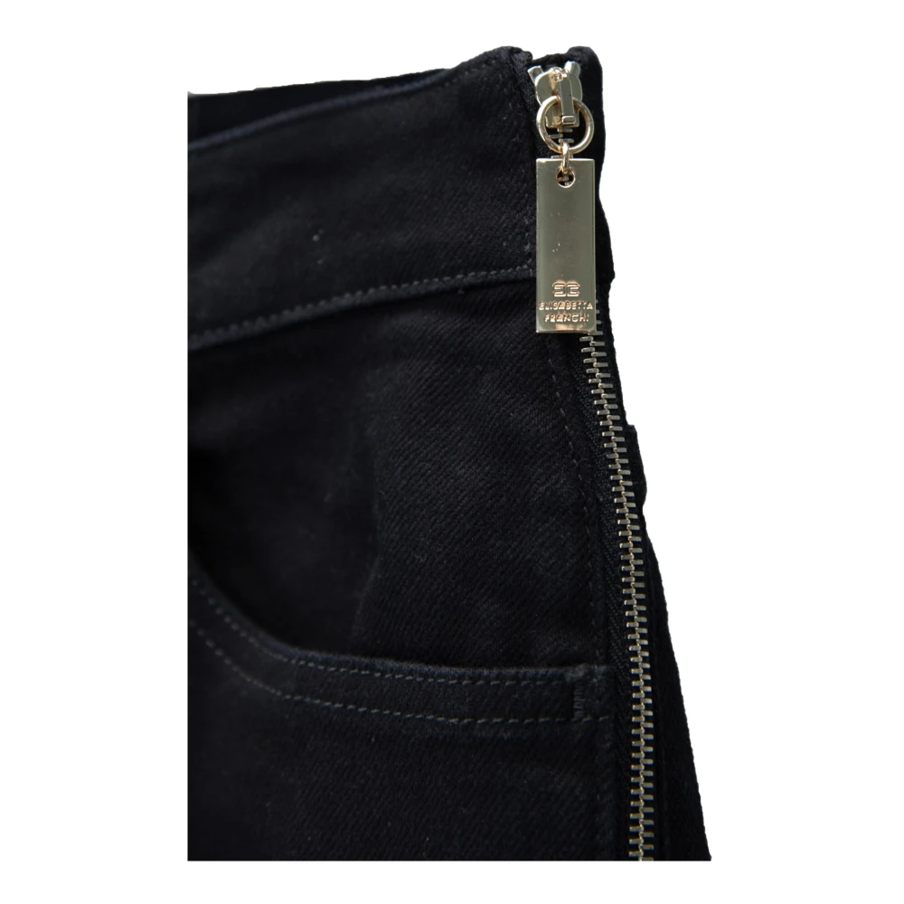 Elisabetta Franchi Gouden Metalen Detail Jeans met Veters Black Dames
