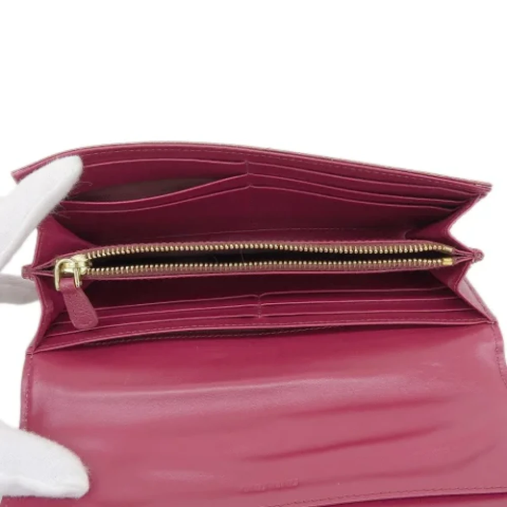 Miu Pre-owned Leather wallets Purple Dames