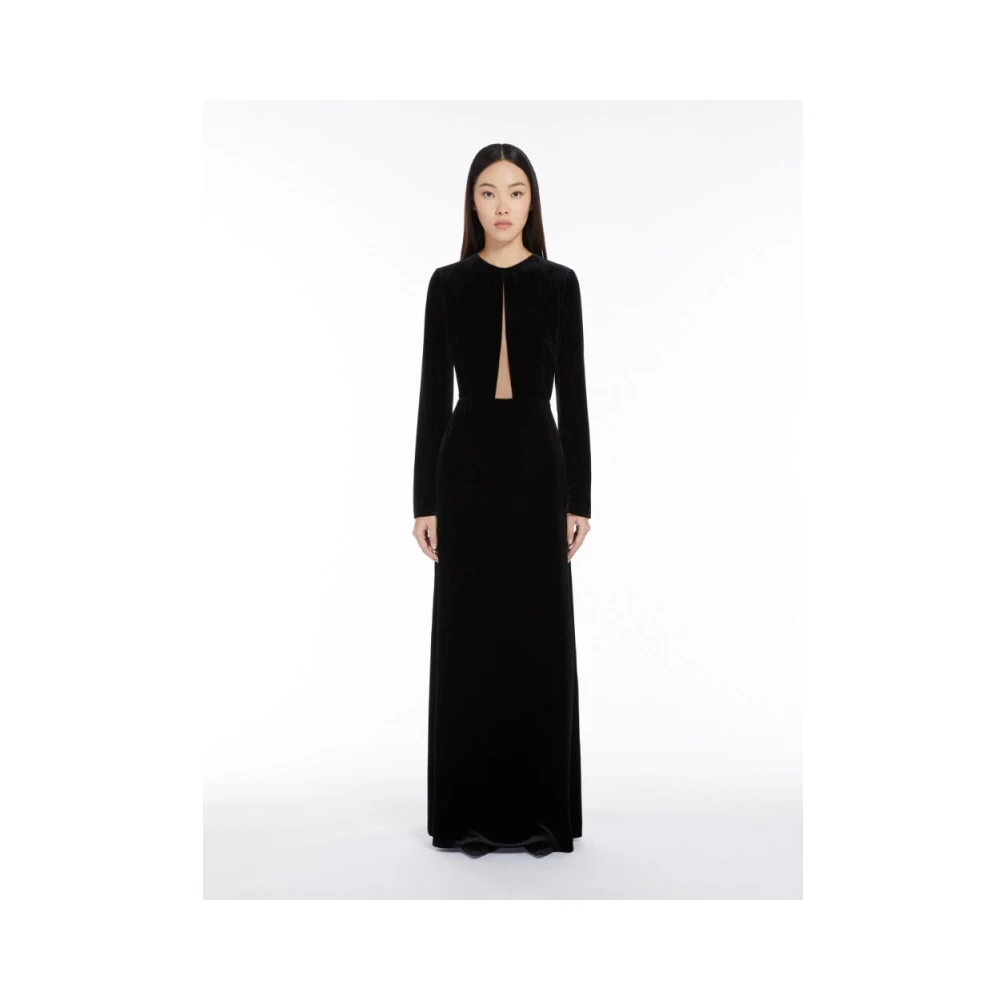 Max Mara Fluwelen Lange Jurk Array Green Dames