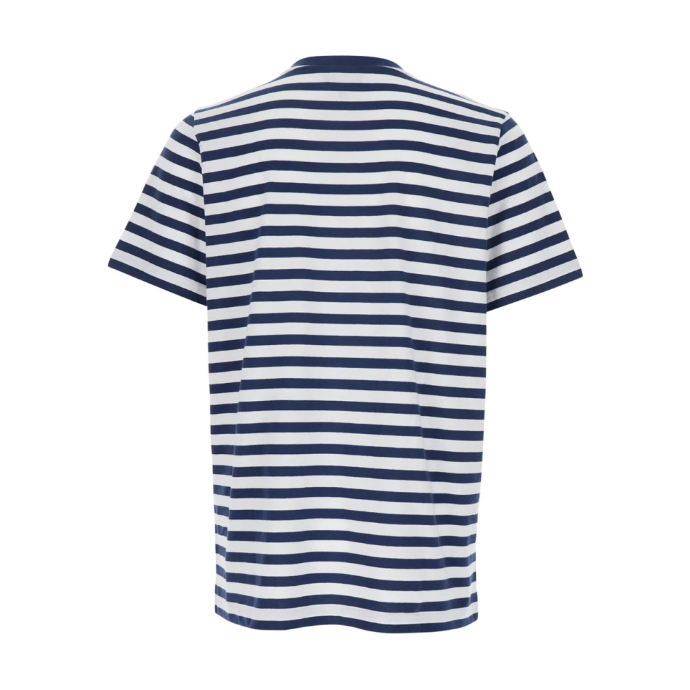 A.p.c. Blauw Gestreept Logo T-Shirt Katoen Man Blue Heren