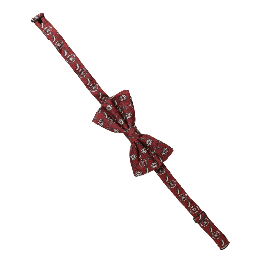 Dolce & Gabbana Men Bordeaux Floral Adjustable Neck Papillon Bow Tie - Image 2