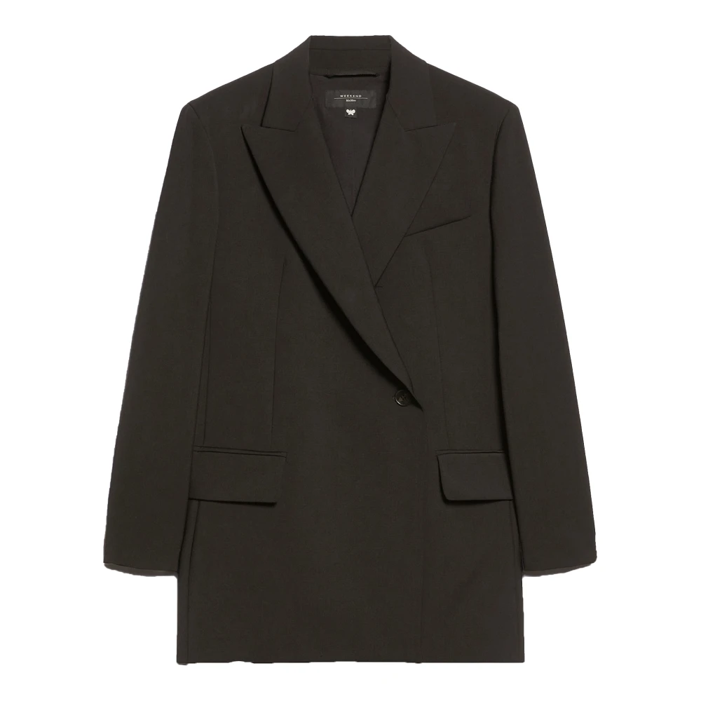 Max Mara Weekend Zwarte Wol Double-Breasted Blazer Black Dames