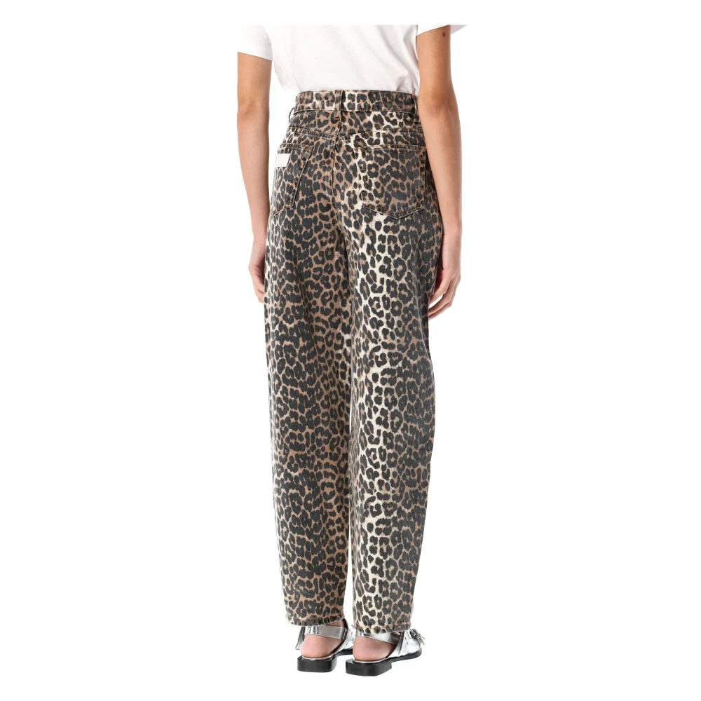 Ganni Leopard Denim Starry Jeans Multicolor Dames