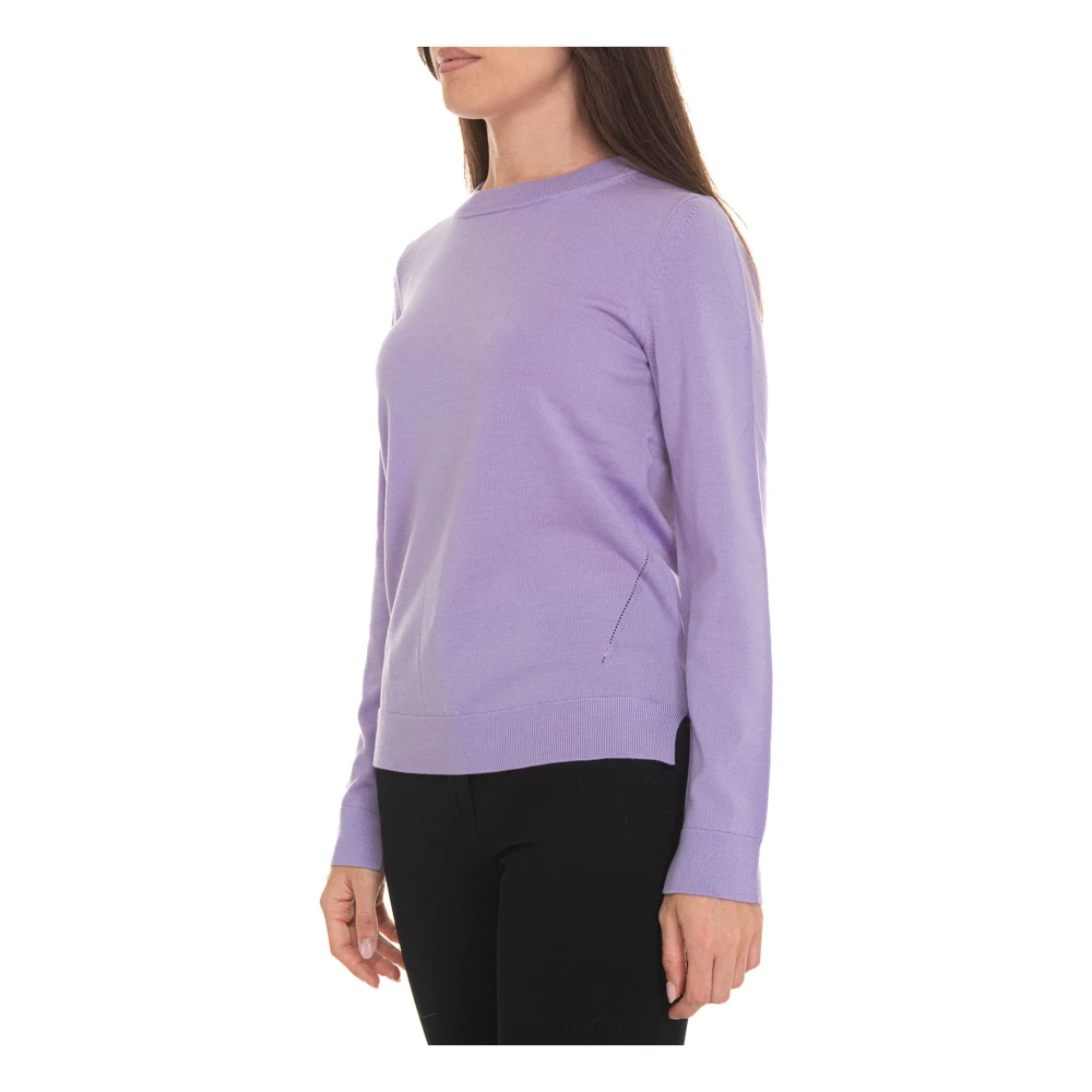 Boss Pullover met ronde hals en zijsplitten Purple Dames