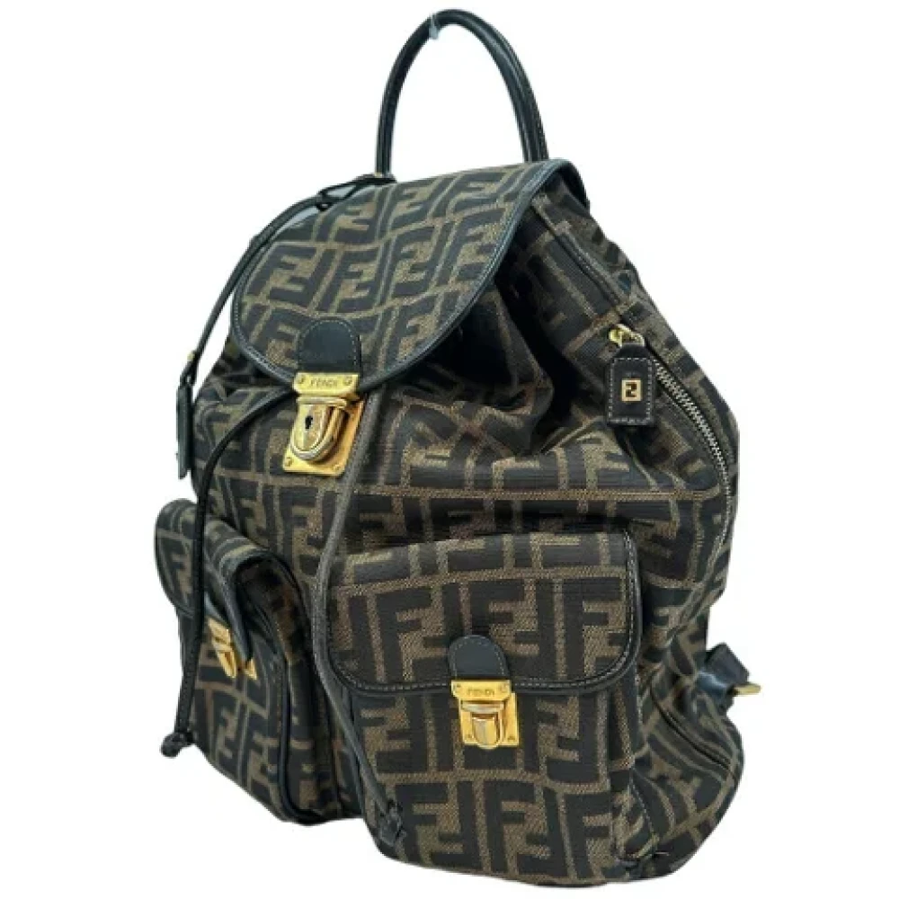 Fendi Vintage Pre-owned Canvas shoulder-bags Brown Dames