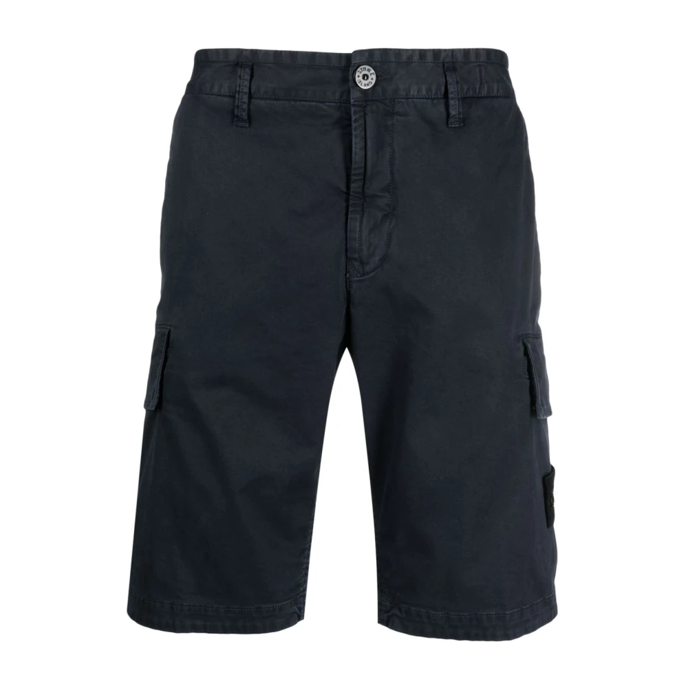 Stone Island Blue Casual Shorts, Male, W34, Slim-Fit Old Effect Cargo Shorts