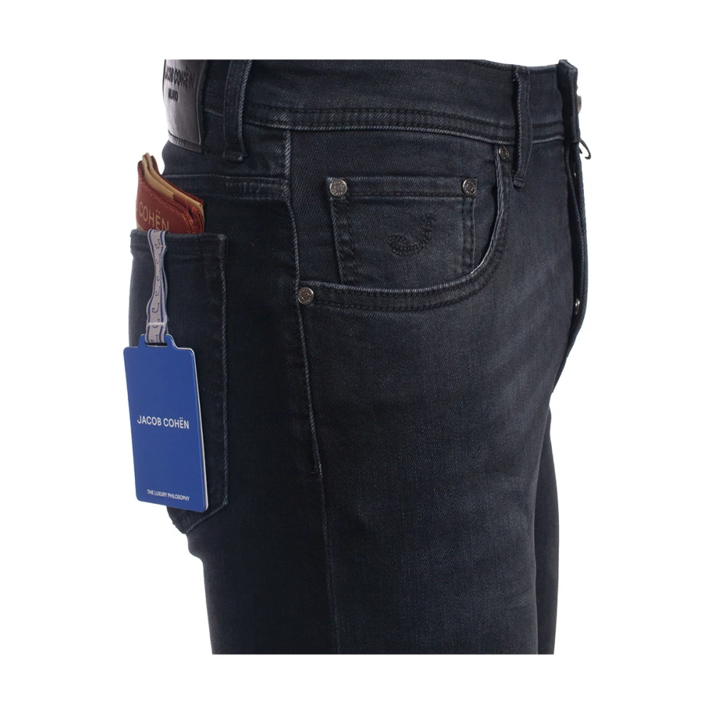 Jacob Cohën Slim Fit Bard Jeans met Geborduurd Logo Black Heren