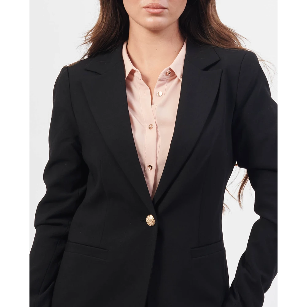 YES ZEE Zwarte enkelborst viscose jas Black Dames