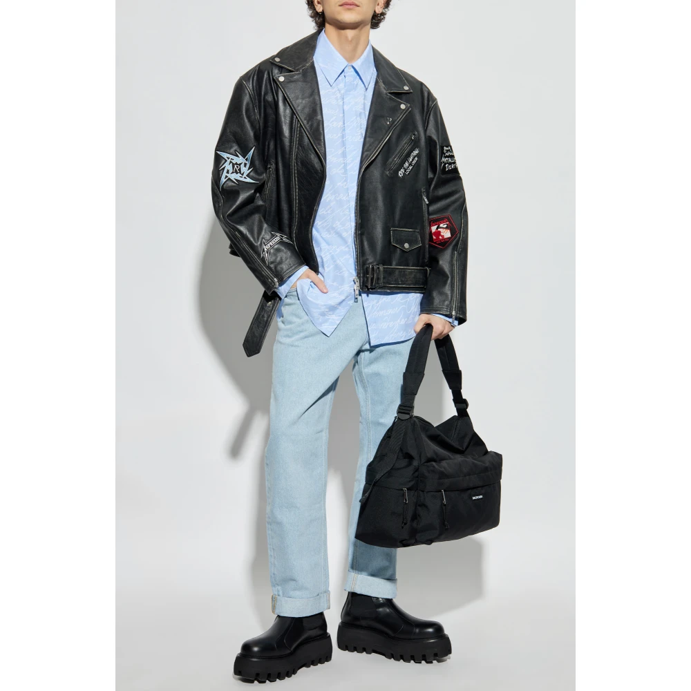 Balmain Love Letter Shirt met Lange Mouwen Blue Heren