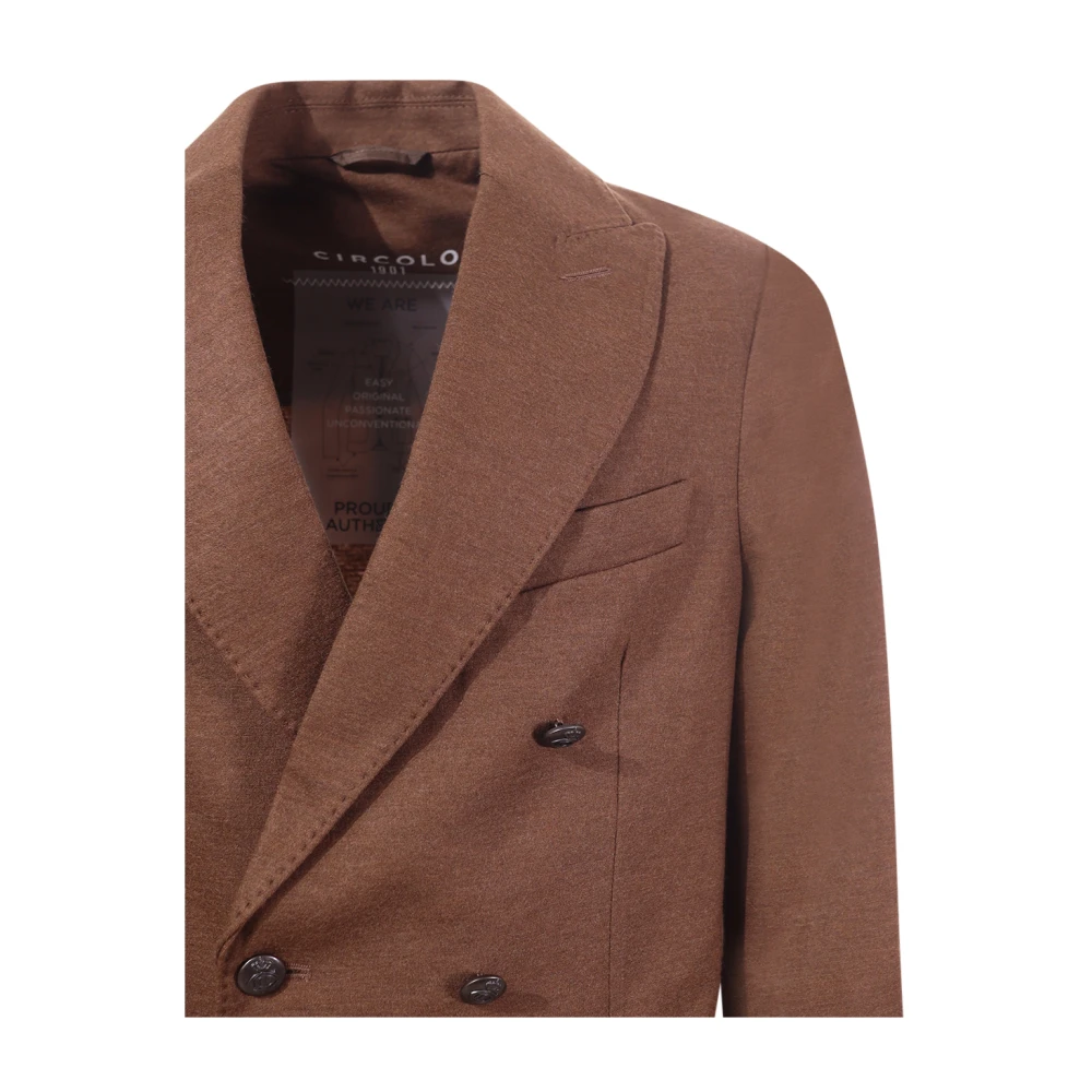 Circolo 1901 Peak Lapel Wol Kasjmier Jas Argan Brown Heren