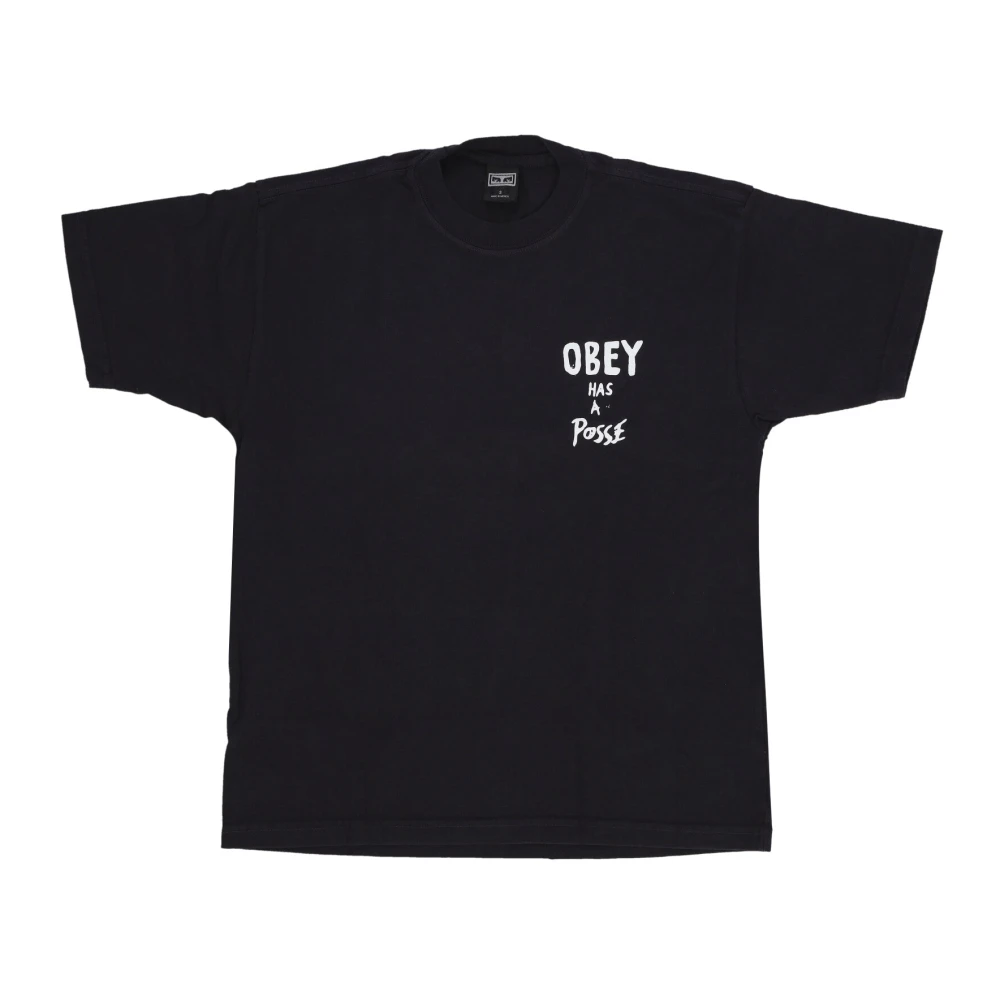 Obey Vintage zwarte tee met zeefdruk Black Heren