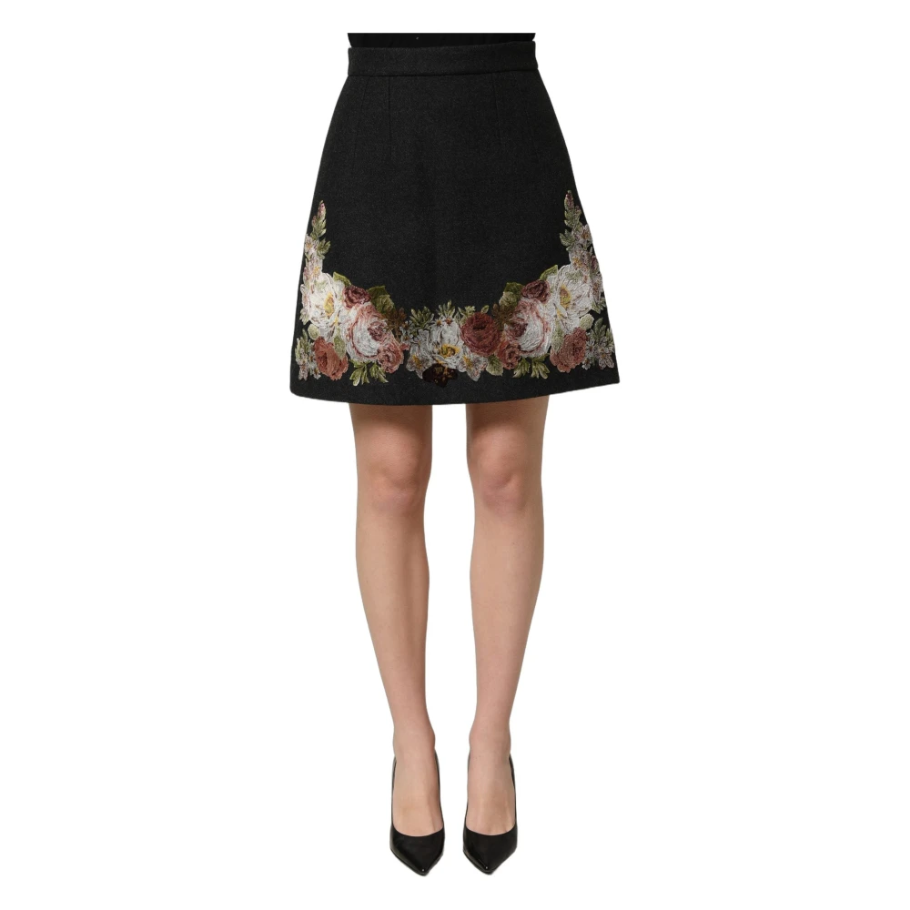 Dolce & Gabbana High Waist A-Line Mini Skirt - Female - Short Skirts - Black - Xs - Skirts