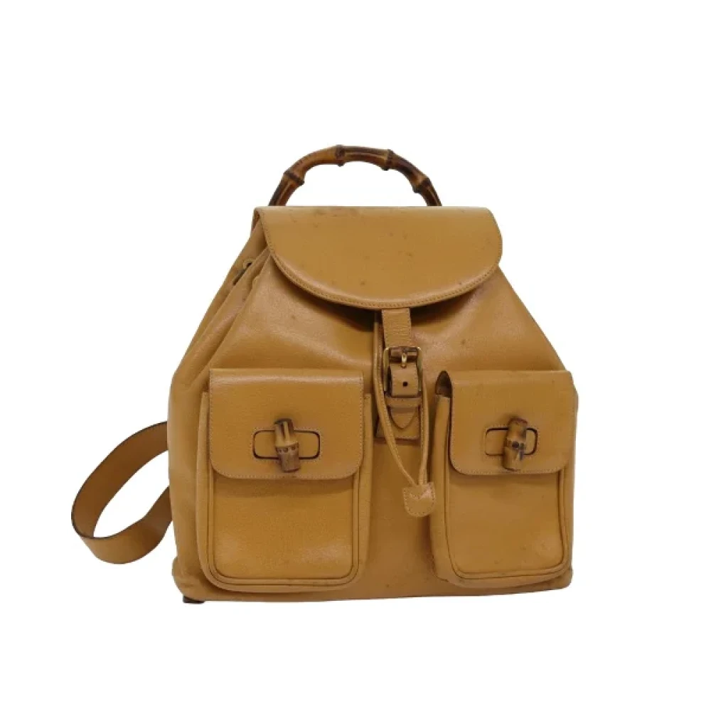 Gucci Vintage Pre-owned Leather backpacks Yellow Dames