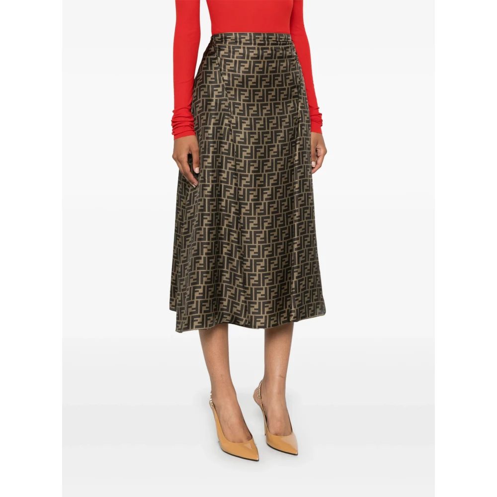 Fendi Fango en Tabak Rok Brown Dames