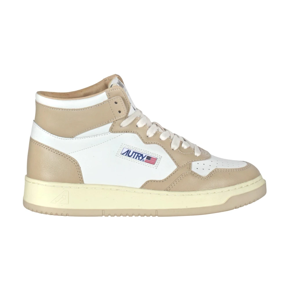 Autry Hög Topp Läder Sneakers Medalist Beige, Dam