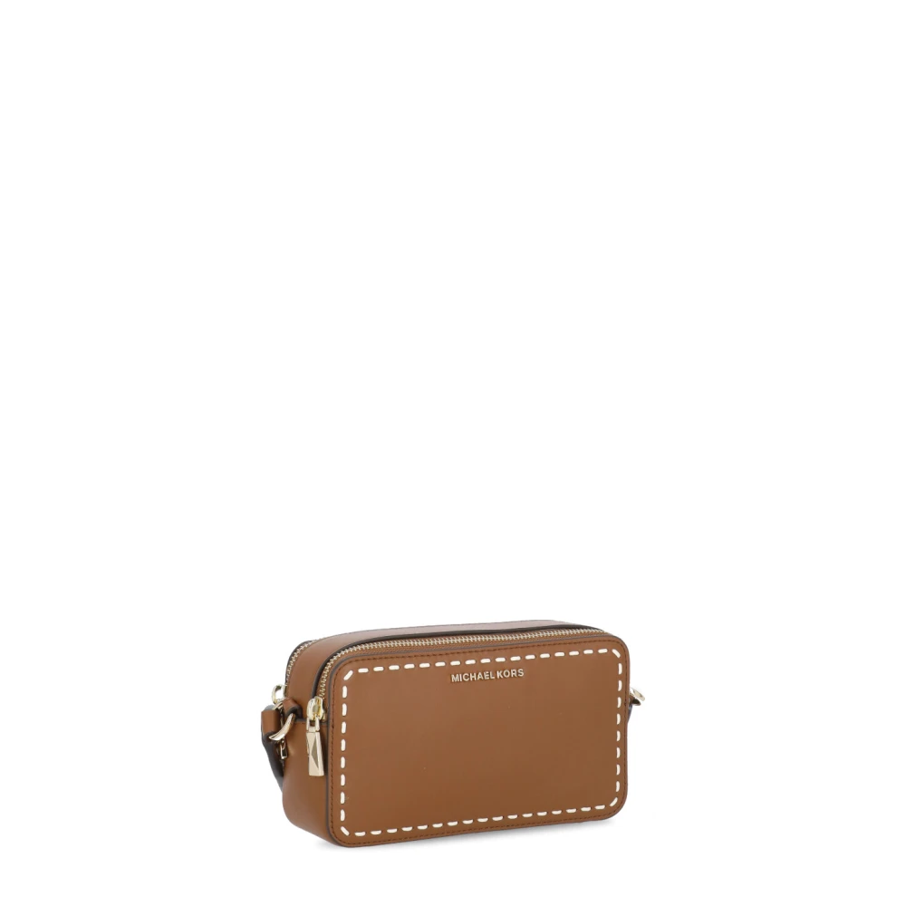 Michael Kors Bruine leren schoudertas met ritssluitingen Brown Dames