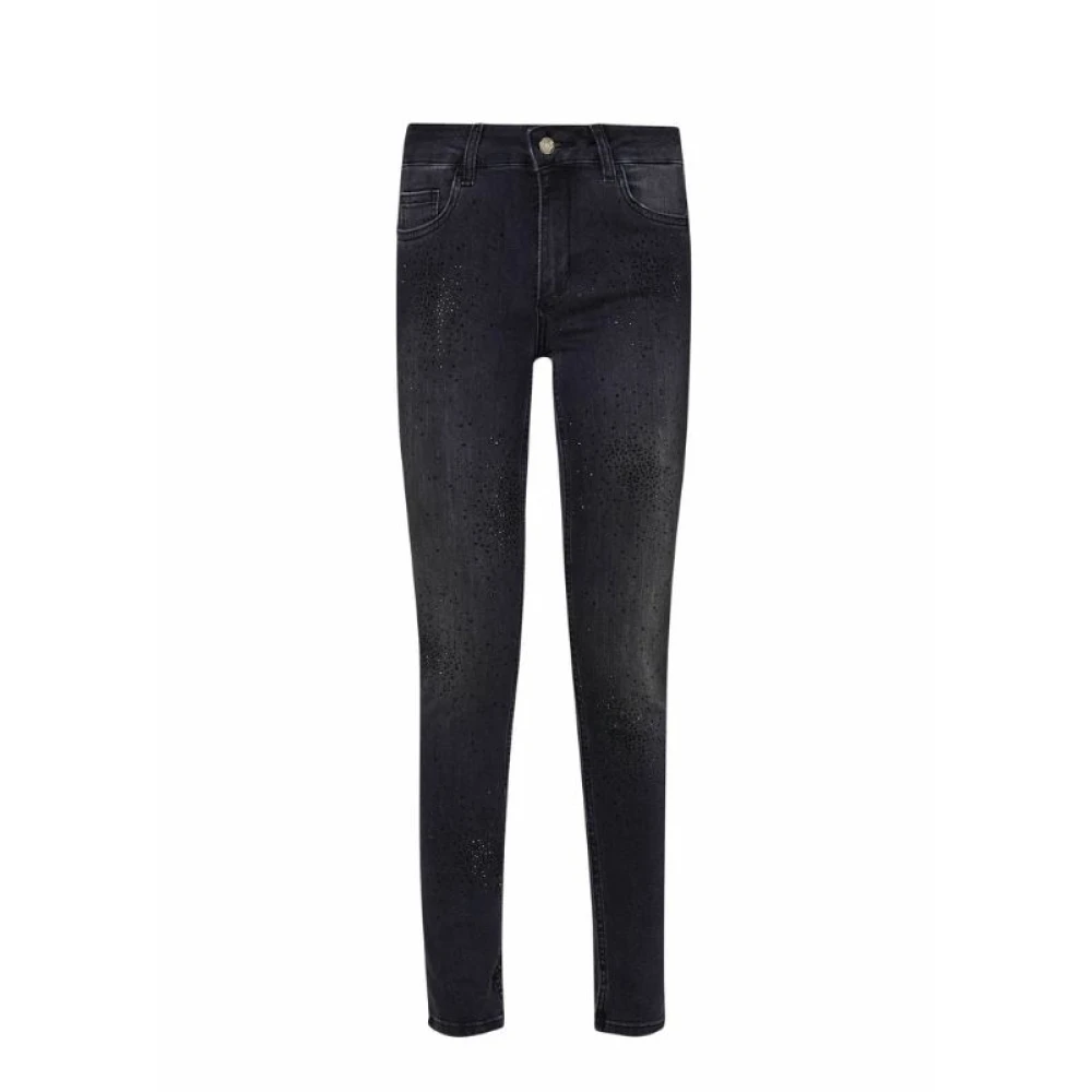 Liu Jo Zwarte Rhinestone Skinny Jeans Black Dames