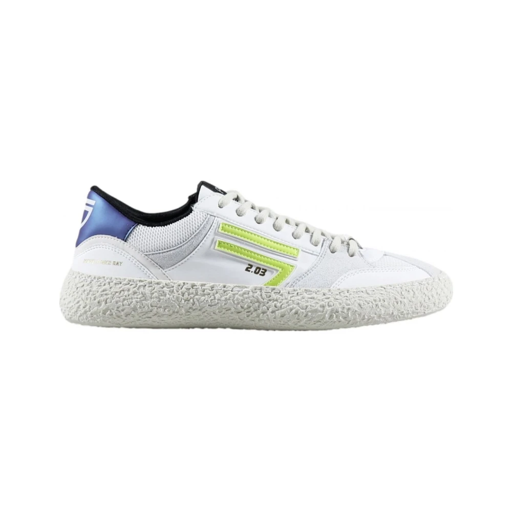 Puraai Vintage Stijl Witte Vegan Sneakers met Lime Logo Heren Schoenen Groen
