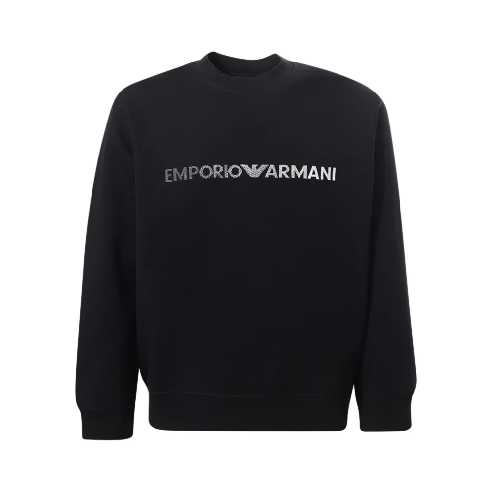 Emporio Armani Zwarte Geborduurde Logo Sweatshirt Black Heren
