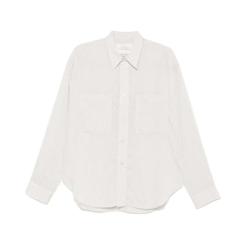 Studio Nicholson Gestreept Poplin Overhemd White Heren