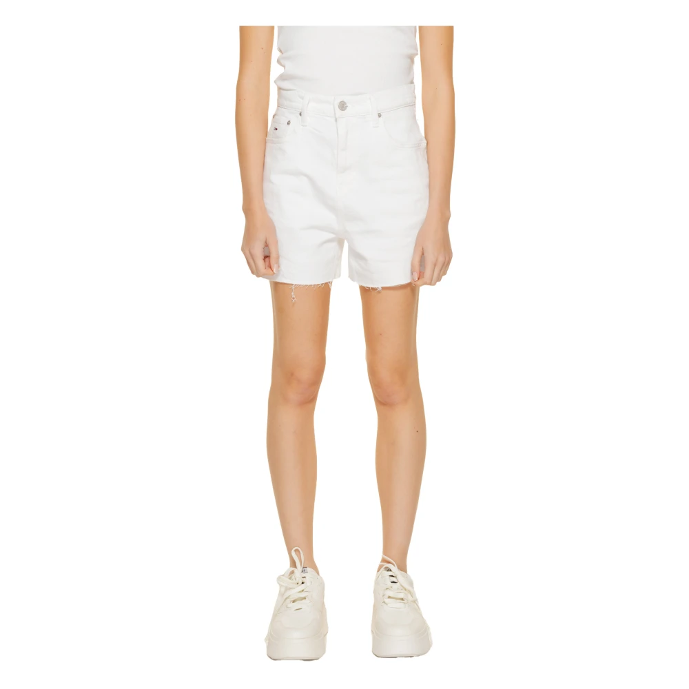 Tommy Hilfiger Witte Katoenen Dames Shorts Rits Knop White Dames