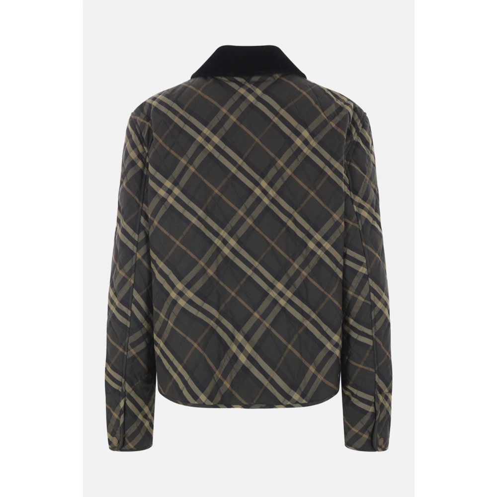 Burberry Gewatteerde Cropped Jas met Ruitpatroon Green Dames