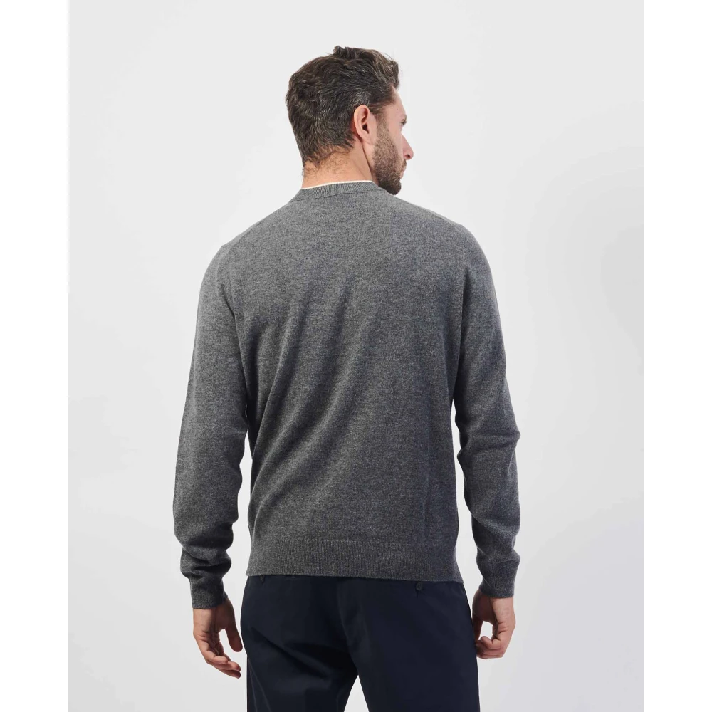 Hugo Boss Grijze wollen trui met halve kraag Gray Heren